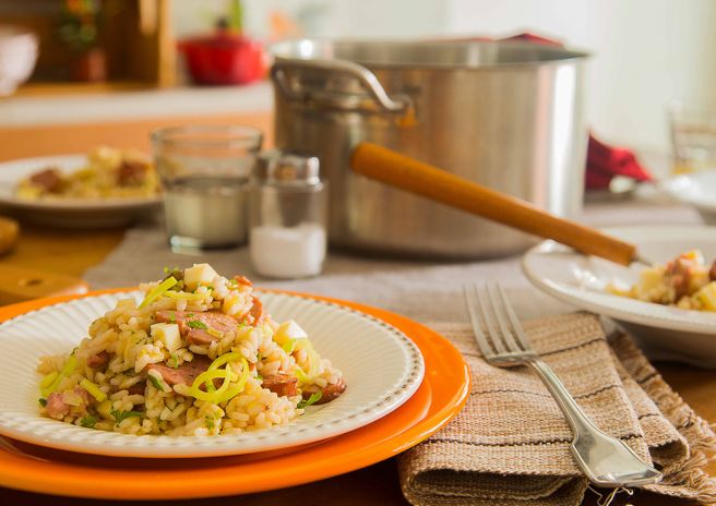 Risoto Tropeiro com Linguiças Defumadas