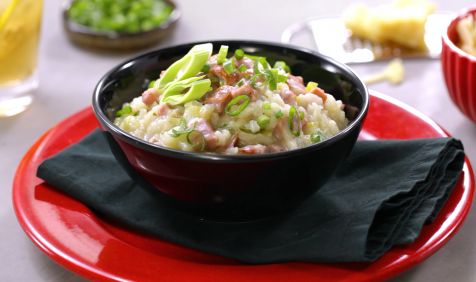 Risoto de Linguiça e alho poró