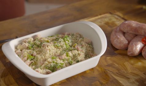 Farofa Rica de Linguiça de Pimenta-Biquinho Na Brasa