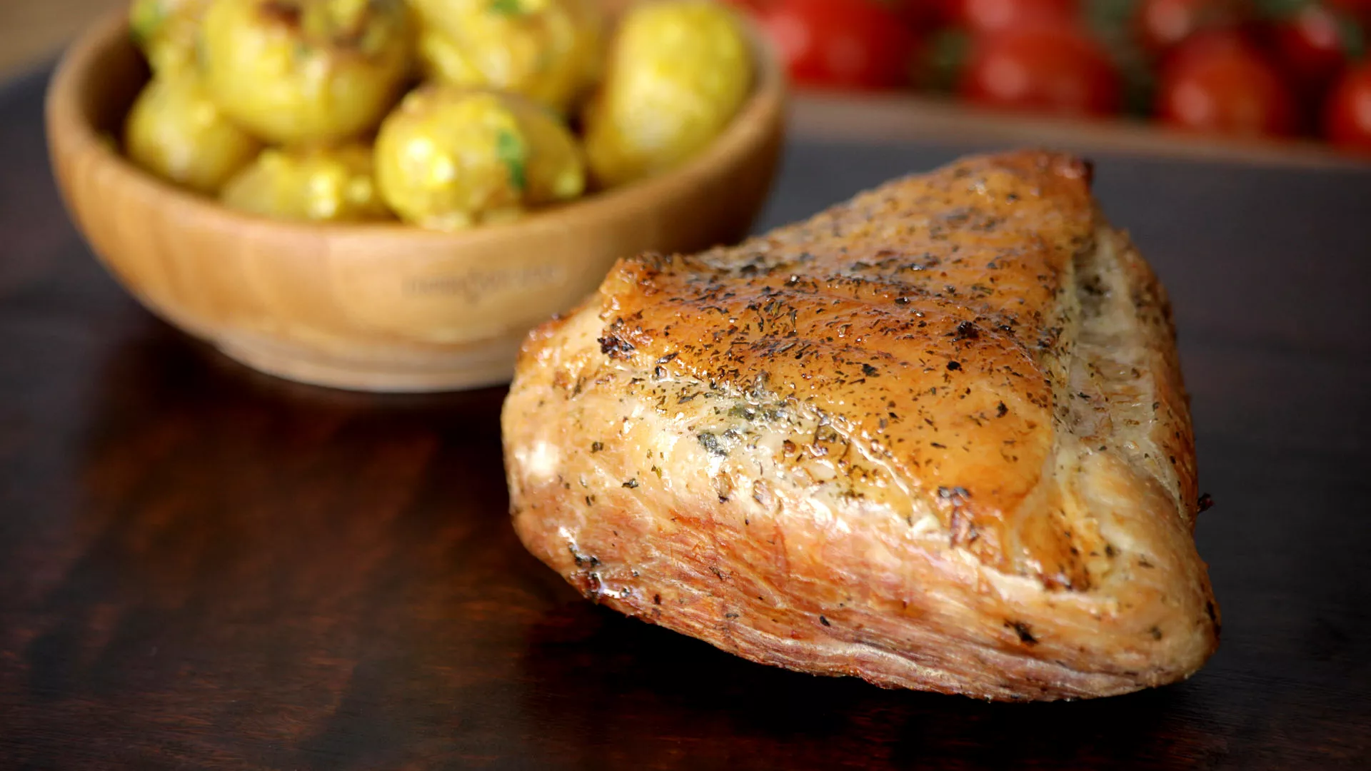 foto da receita Picanha Suína ao Alho e Ervas com Mini Batatas Grelhadas