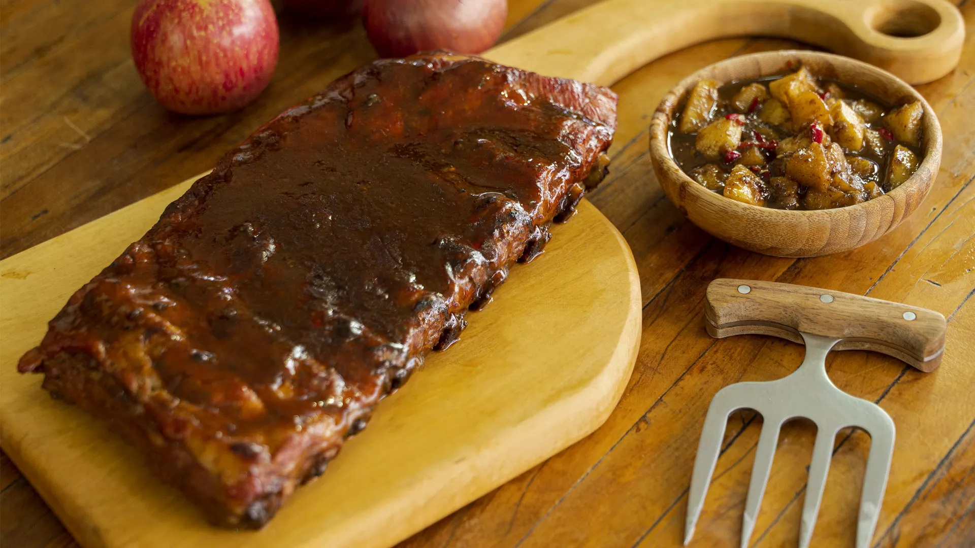 foto da receita Costelinha Suina sabor Barbecue com Chutney de Maçã