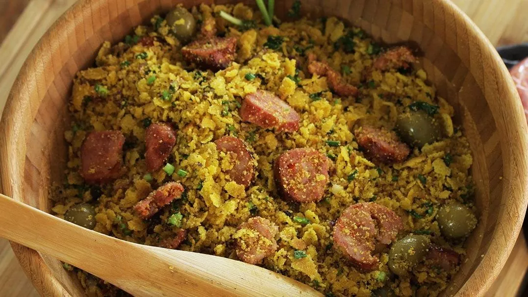 foto da receita Linguiça Toscana ao Vinagrete e Farofa com Bacon