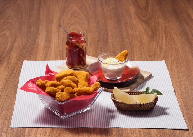 Mini Chicken com Molho de Cream Cheese com Limão Siciliano