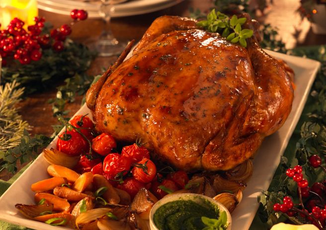 Chester ao Pesto com Legumes Glaciados