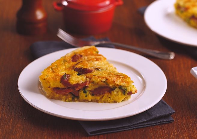 Quiche de Linguiça Calabresa com Alho Poró