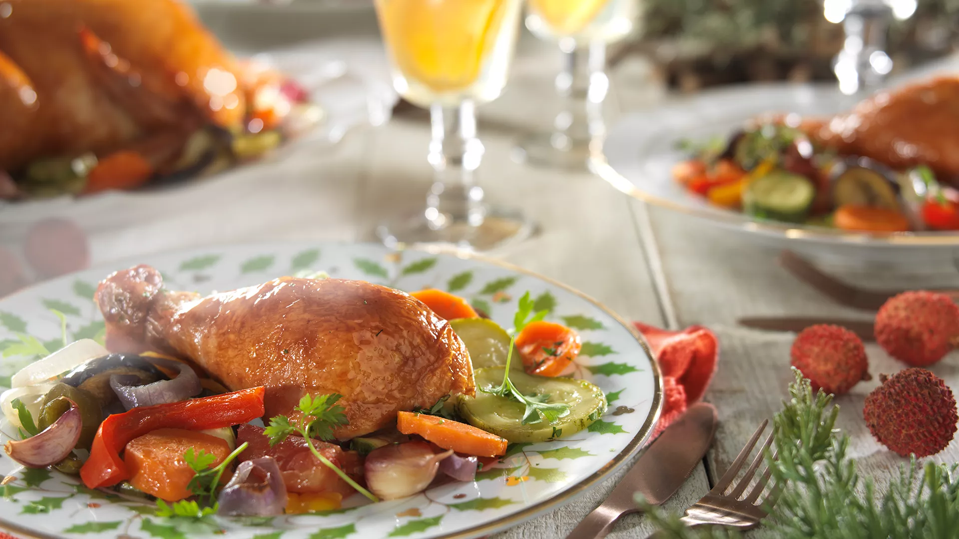 foto da receita Chester Assa Fácil com legumes à mediterrânea