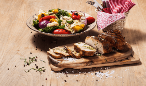 Picanha Suina Alho e Ervas com Mix de Legumes