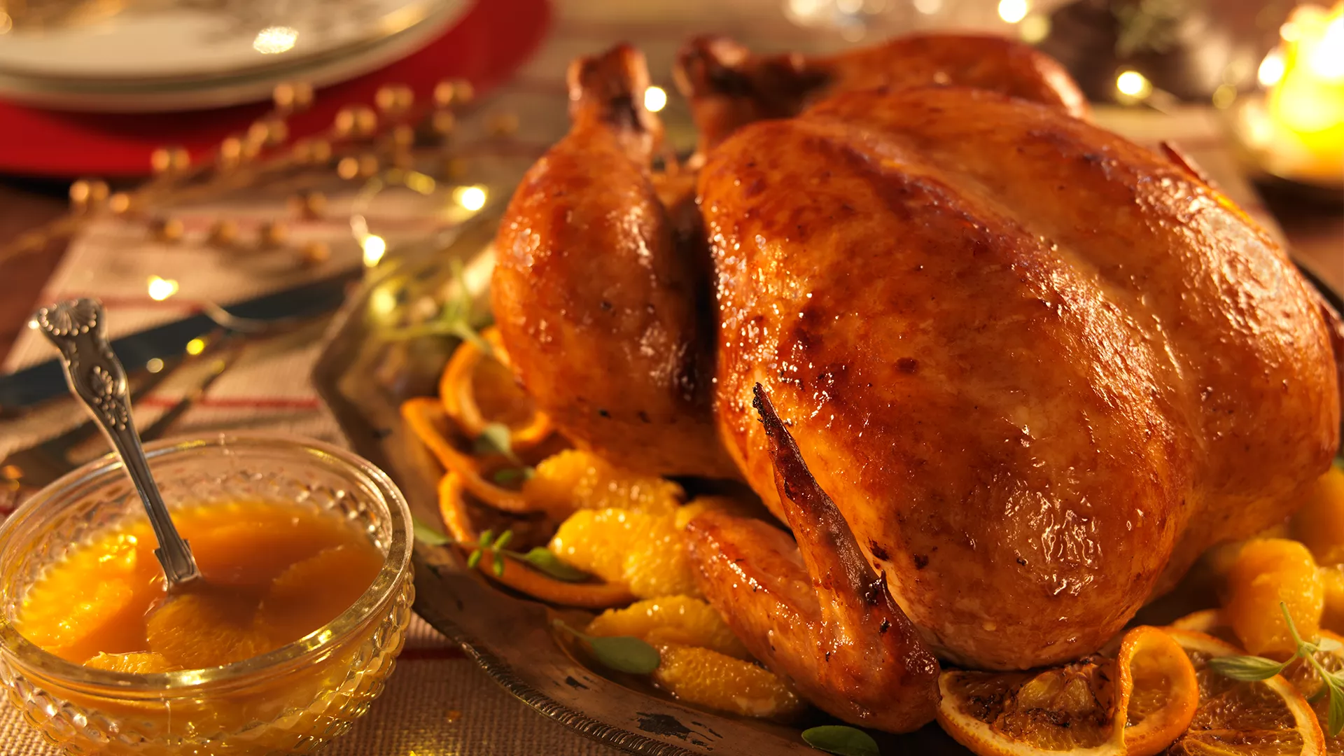 foto da receita Chester assado ao molho de Laranja, melado de cana e especiarias