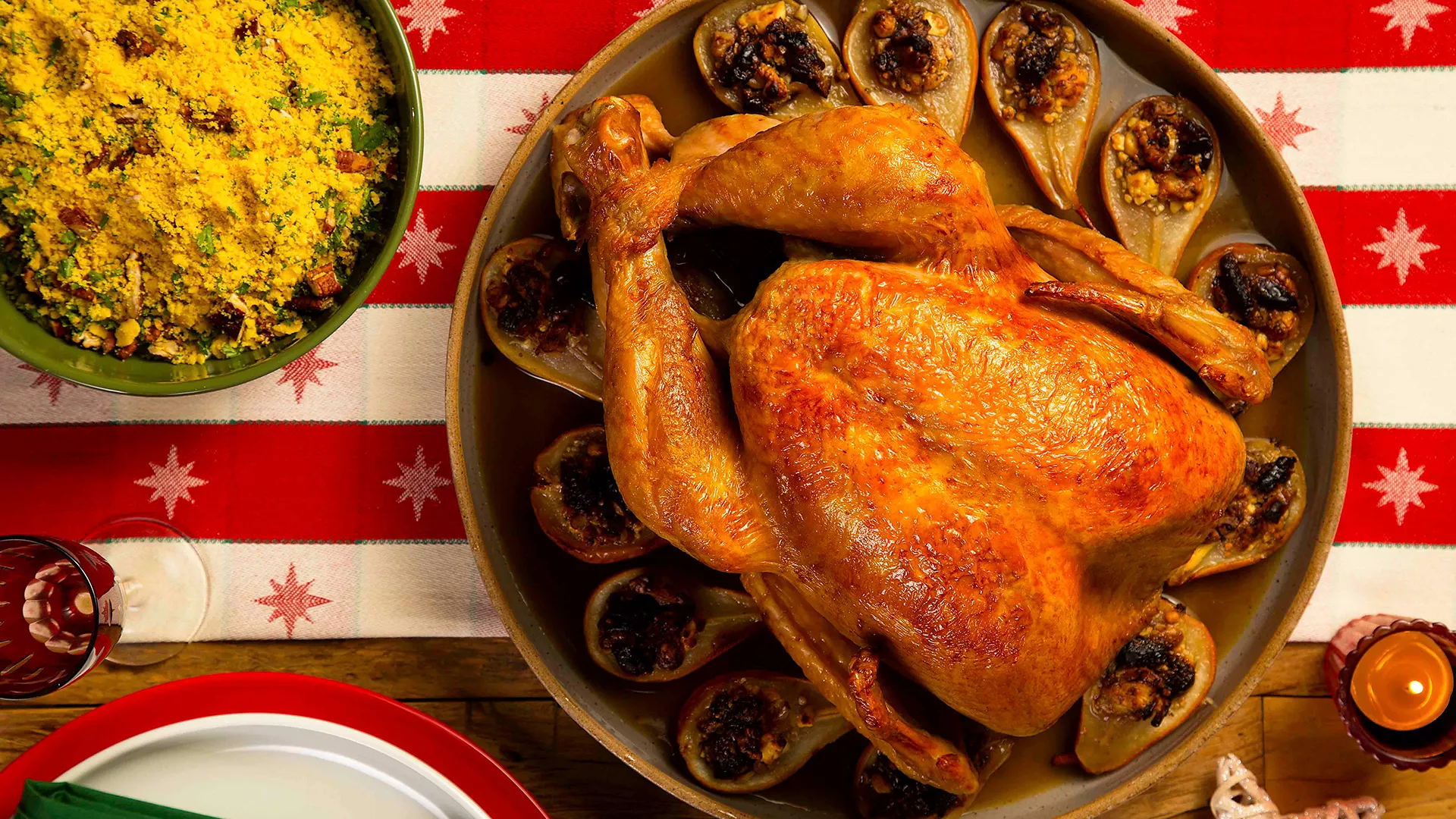 foto da receita Peru com Peras, Gorgonzola e Ameixa