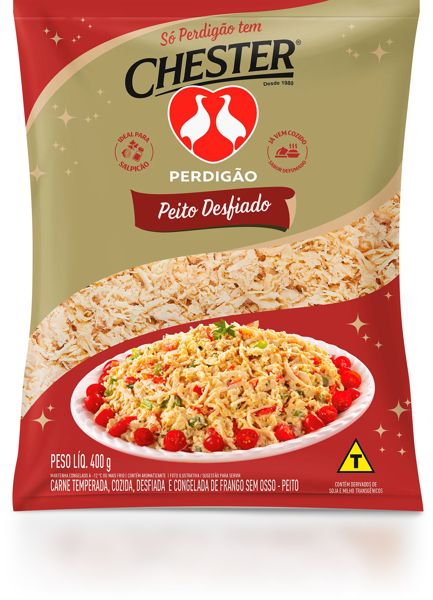 Peito de Chester® Cozido Desfiado com Sabor Defumado