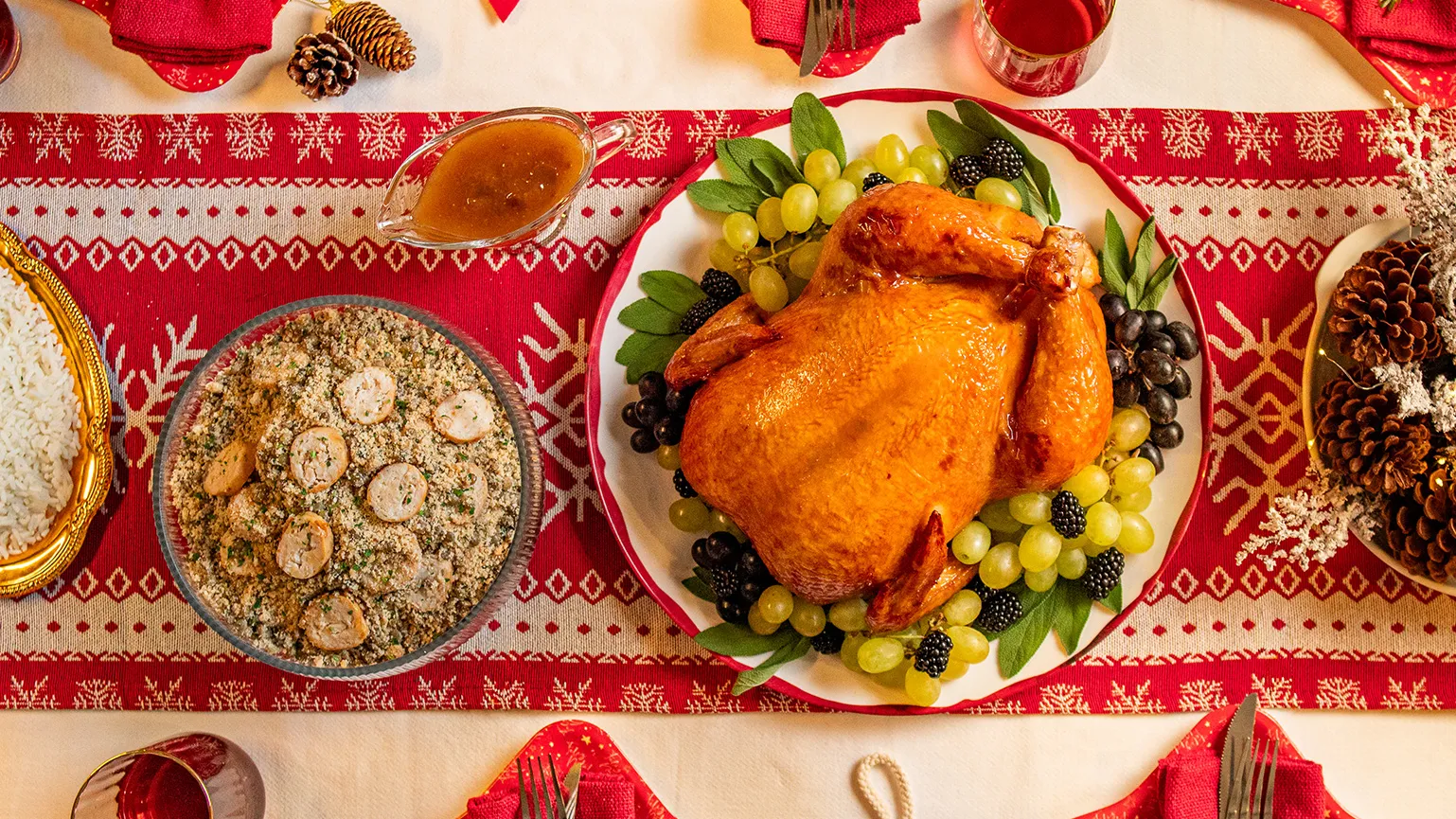 foto da receita Chester® Perdigão Tradicional com Farofa de Lentilha e Linguiça de Chester® Perdigão Na Brasa