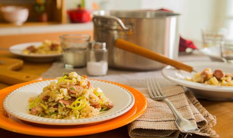 Risoto Tropeiro com Linguiças Defumadas