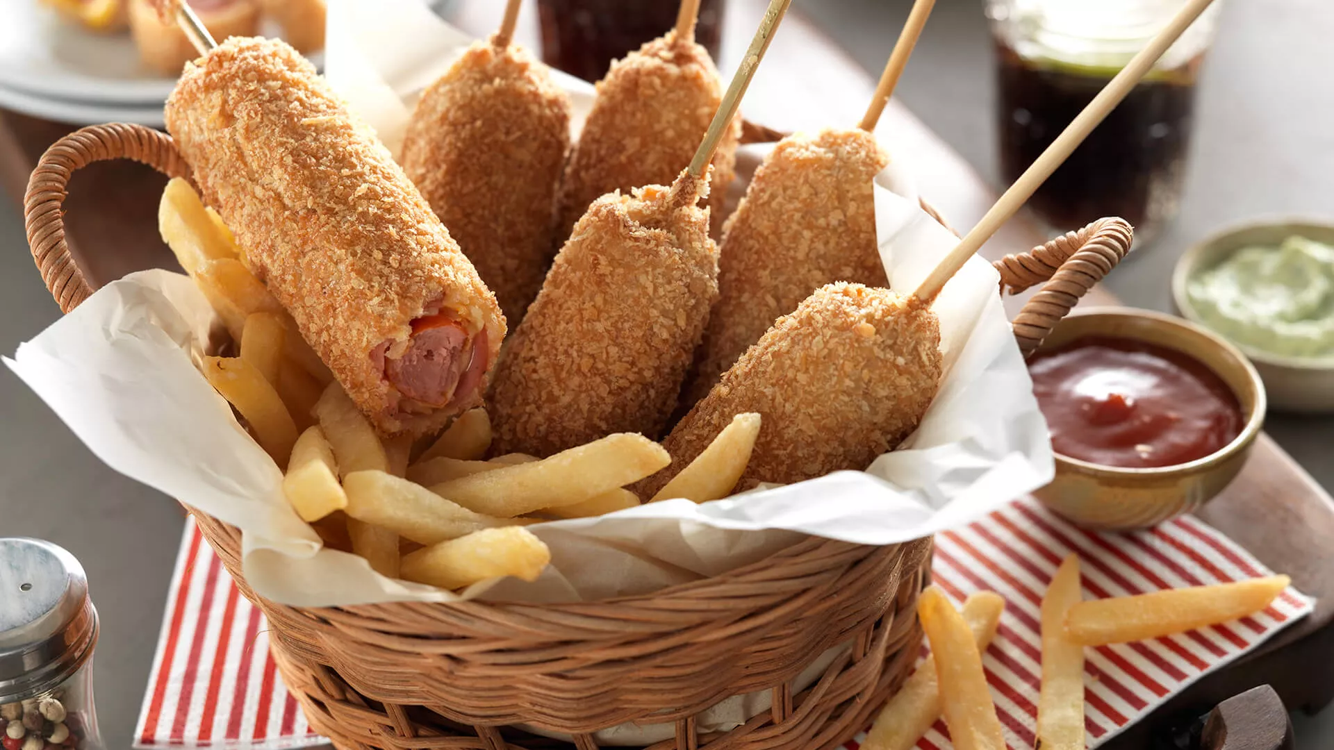 foto da receita Corn Dog com Mortadela Alho Ervas