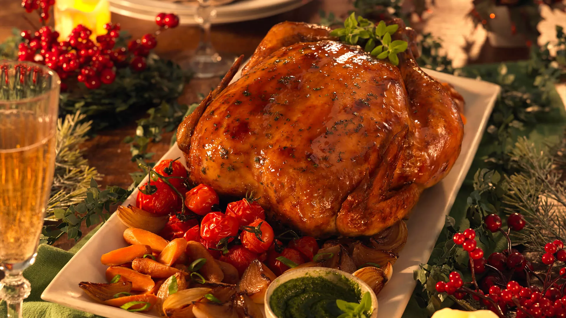 foto da receita Chester ao Pesto com Legumes Glaciados