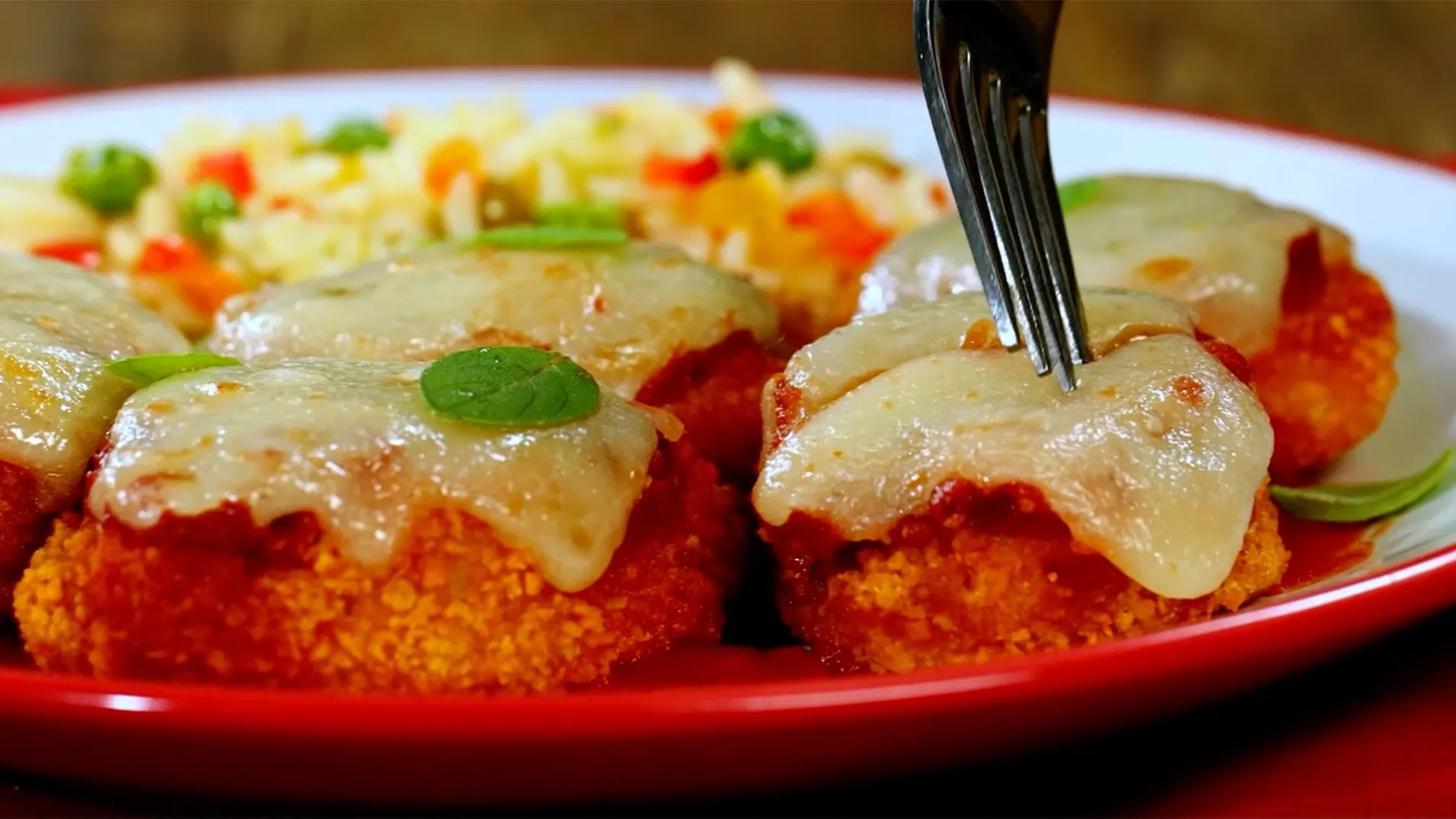 foto da receita Big Chicken Perdigão a Parmegiana com Arroz Colorido