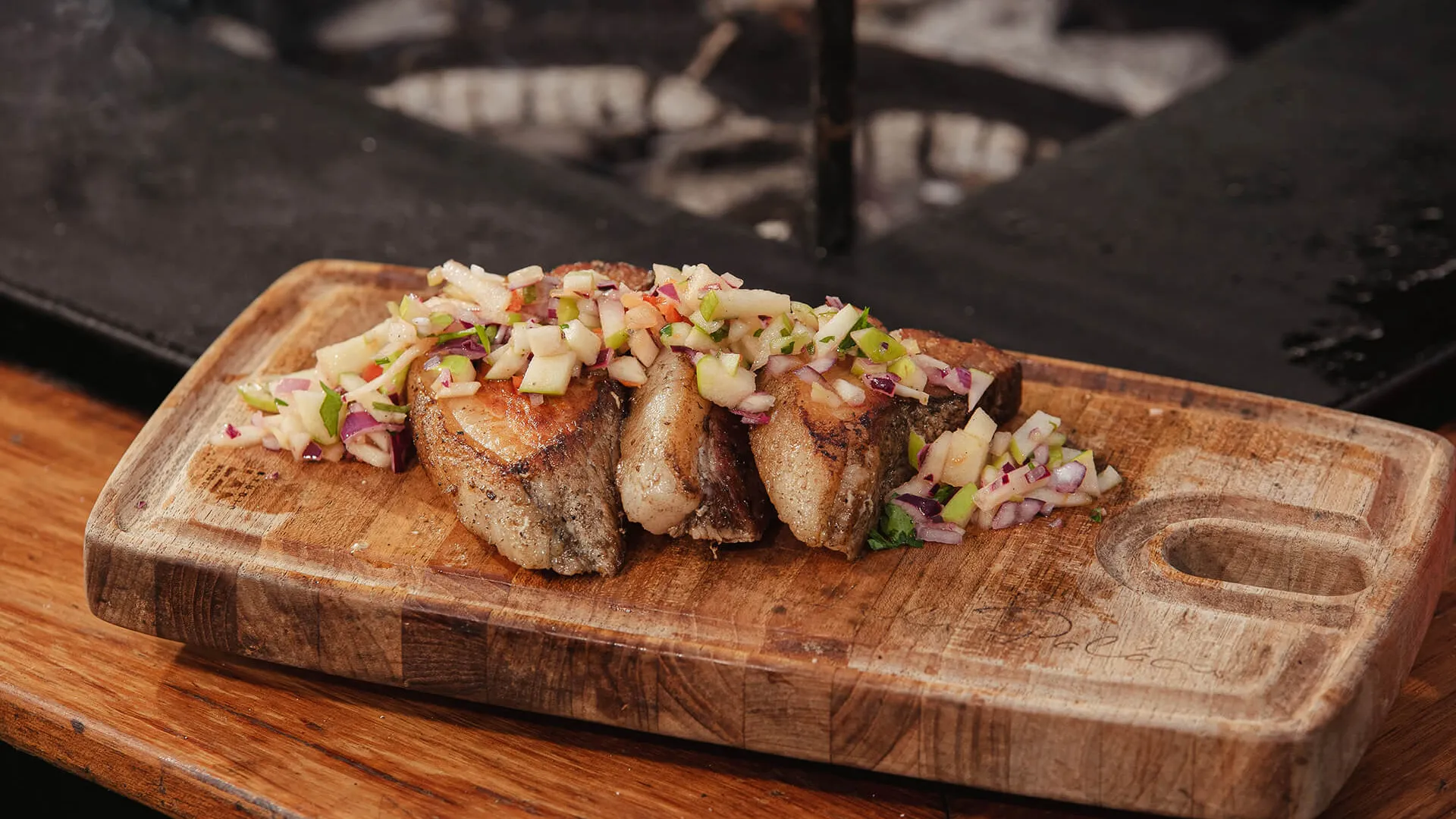 foto da receita Picanha Suína Perdigão na Brasa com Vinagrete de Maçã