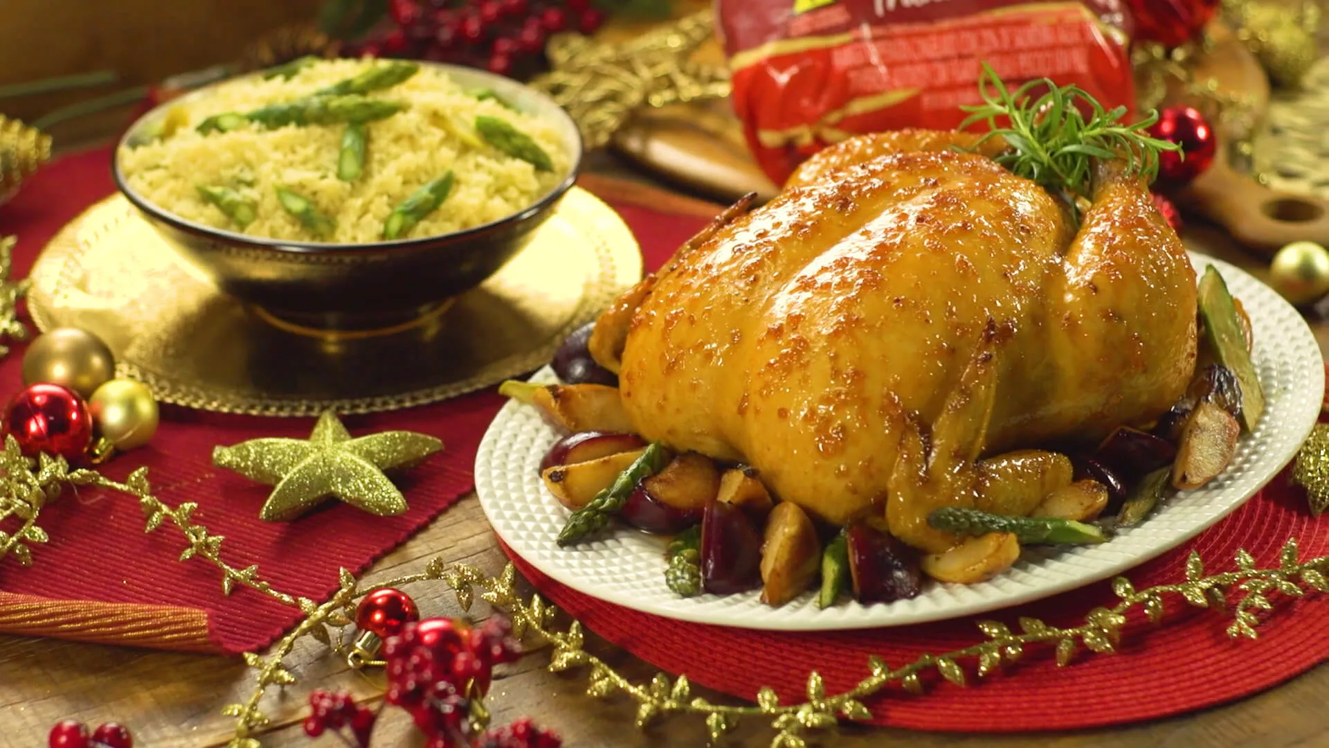 foto da receita Chester Tradicional com Arroz com Champanhe e Aspargos