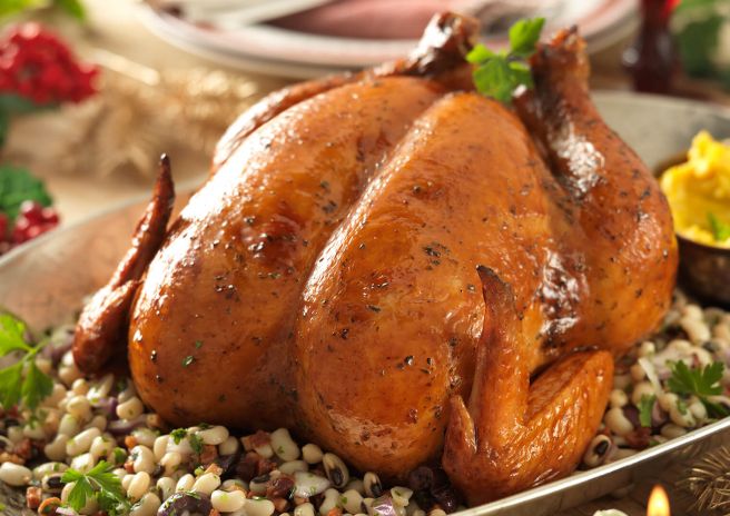 Chester Azeite e Ervas Acompanhado de Purê de Abóbora e Salada