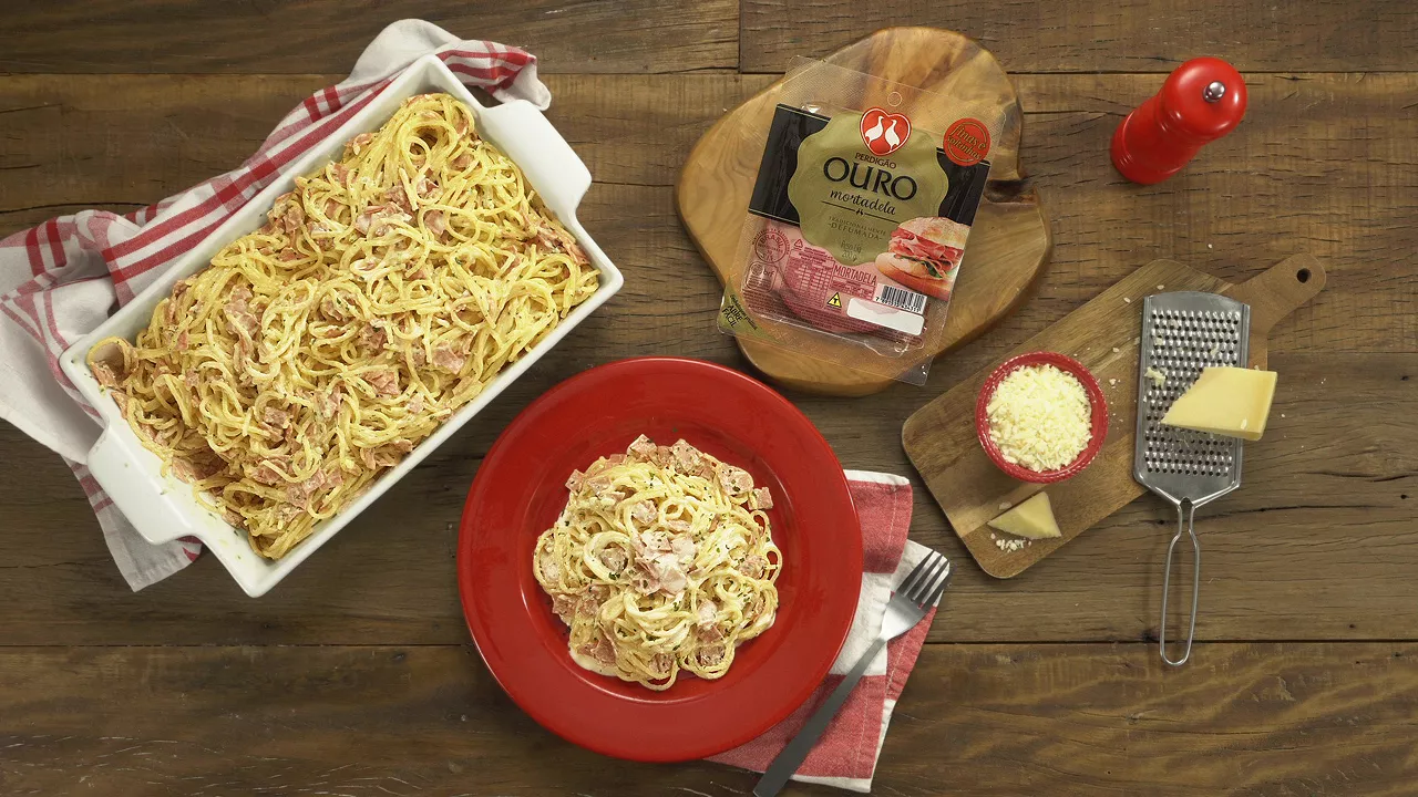 foto da receita Carbonara cremoso com mortadela